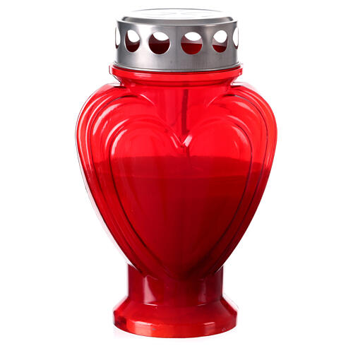 Bougie votive rouge coeur cire avec protection pluie 3