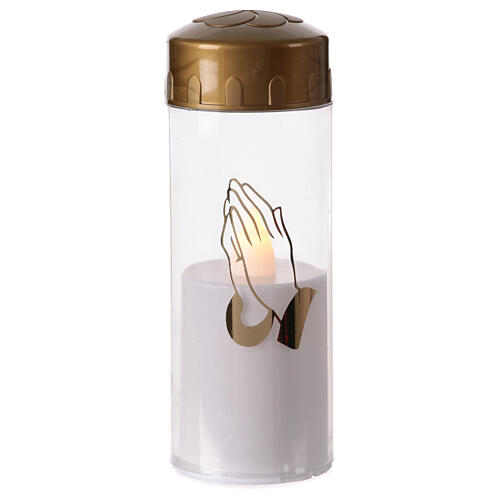 White LED votive candle with angel flower or hands, 60 days 3