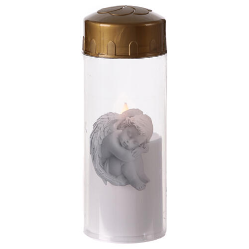 Bougie votive blanche LED images ange fleur mains 60 jrs 1