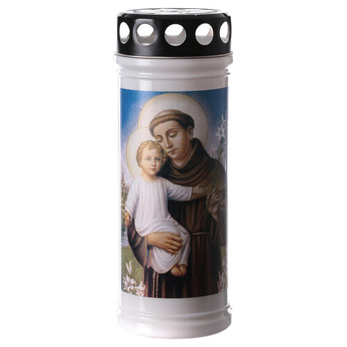 White votive candle of St. Anthony, waterproof lid 1