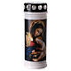 White wax votive candle with image of the Virgin Mary, with lid s1