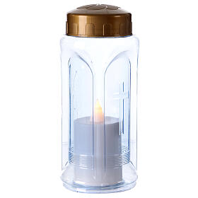 White LED votive candle, cross and candle image, 60 days