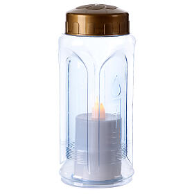 White LED votive candle 60 days with cross