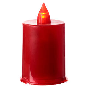 Red LED votive candle with hands and cross image, 60 days