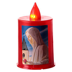 batteriebetriebenes Grablicht, rot, mit rotem Flackerlicht, Motivaufkleber, Muttergottes, 60 Tage Brenndauer