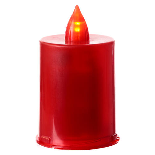 Red LED votive candle with Risen Christ image, 60 days 2