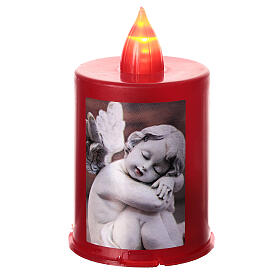 Red LED votive candle with angel image, 60 days