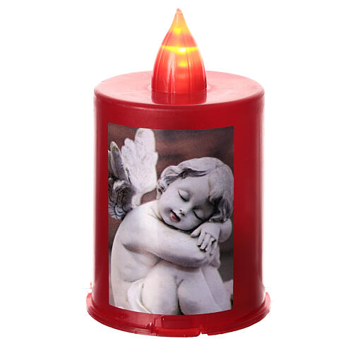 Red LED votive candle with angel image, 60 days 1