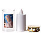 White Virgin Mary wax votive candle with rain cover s2