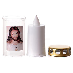 White LED votive candle with Jesus, 60 days
