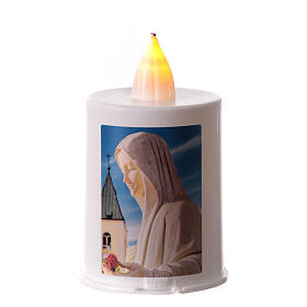 White Medjugorje LED votive candle with flame effect 60 days