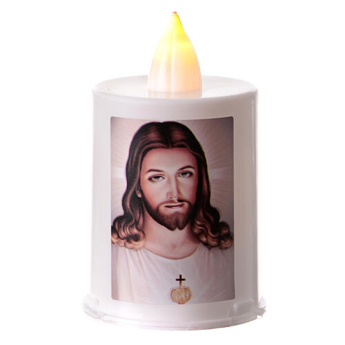 White LED votive candle Jesus 60 days fire effect 1