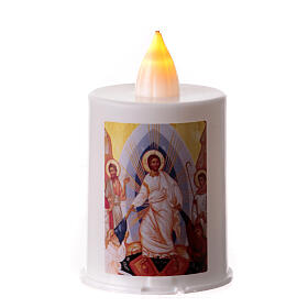 White LED votive candle with Risen Christ image, 60 days