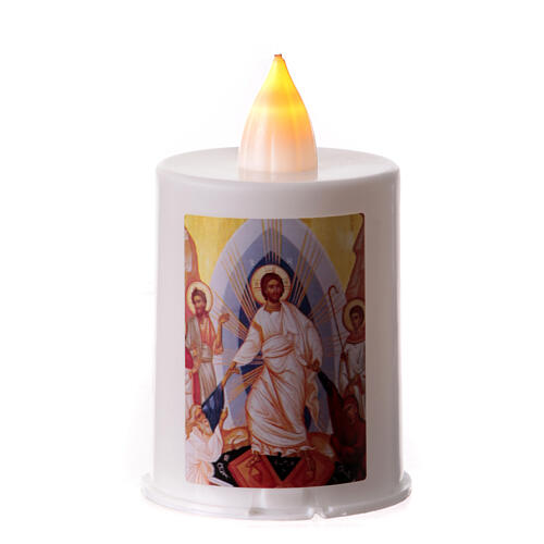 White LED votive candle with Risen Christ image, 60 days 1