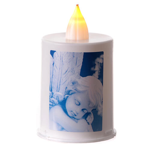 White votive candle with guardian angel LED 60 days 1