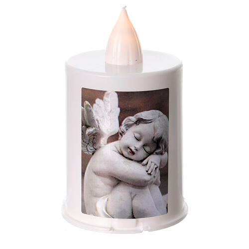 White votive candle with guardian angel LED 60 days 1