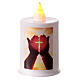 White LED votive candle with hands and cross image, 60 days s1