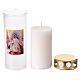 Paraffin votive candle with Risen Christ, waterproof lid s2