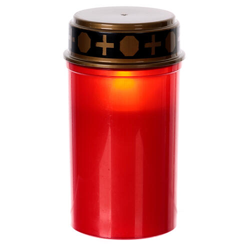 Red LED votive candle wiWhite th lid and picket, 60 days 1
