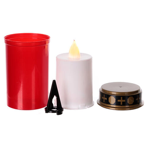 Red LED votive candle wiWhite th lid and picket, 60 days 3