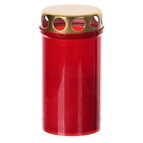 Red votive candle with waterproof lid