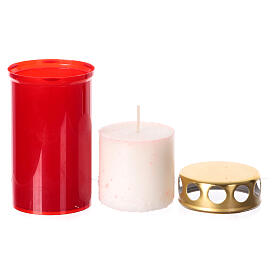 Red votive candle with waterproof lid