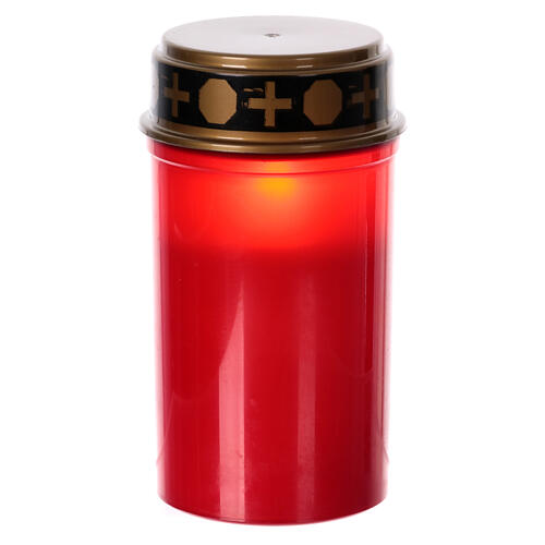 Red LED votive candle with golden lid, 60 days 1