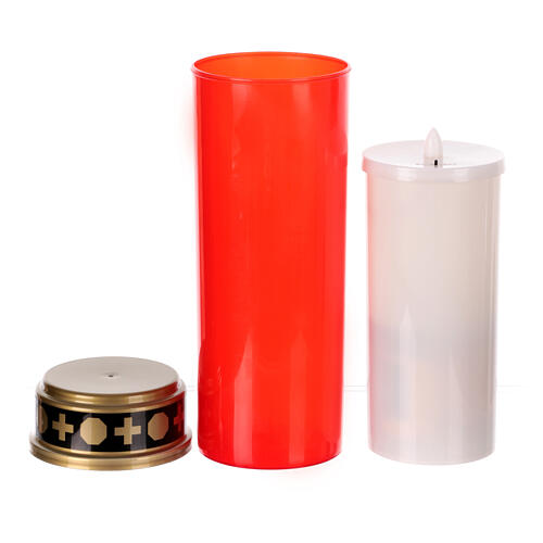 Battery-powered red votive candle, flickering light, 120 days, 8 in 3