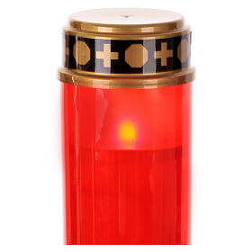 Veilleuse votive rouge tremblotante Saint Sacrement à piles 21 cm durée 120 jours