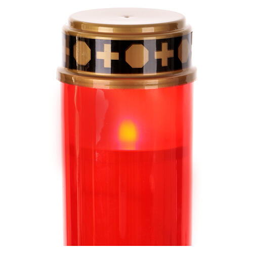 Lumino votivo rosso tremolante Santissimo batteria 21 cm durata 120gg 2