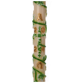 Paschal candle with ivy vines, cross, alfa and omega, 47 in