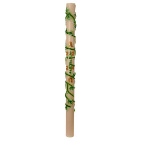Paschal candle with ivy vines, cross, alfa and omega, 47 in