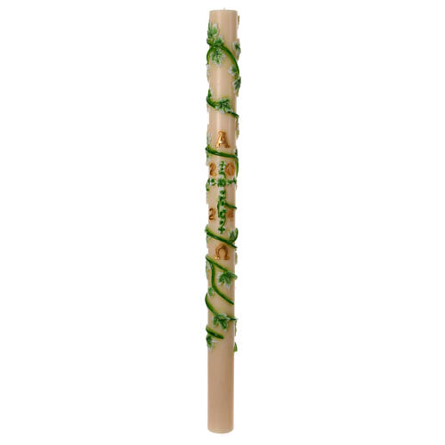Paschal candle with ivy vines, cross, alfa and omega, 47 in 2