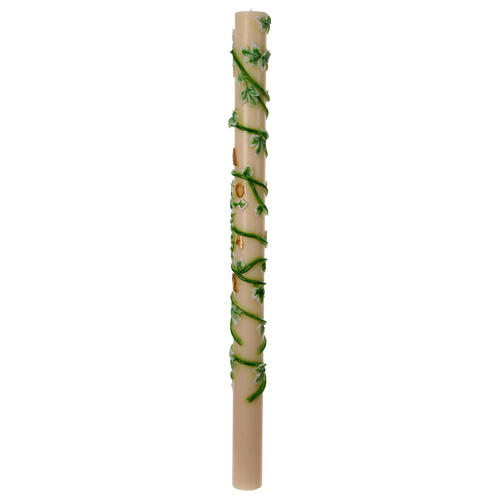 Paschal candle with ivy vines, cross, alfa and omega, 47 in 4