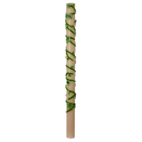 Paschal candle with ivy vines, cross, alfa and omega, 47 in 5