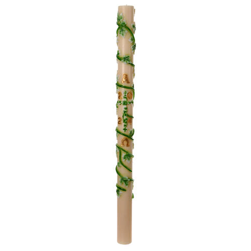 Easter candle ivy branch cross Alpha Omega 120 cm 2