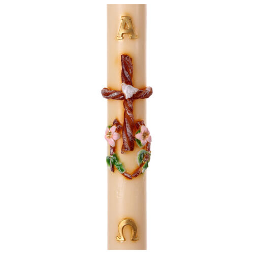 Paschal candle with cross, flowering branches, alfa and omega, 47 in 1