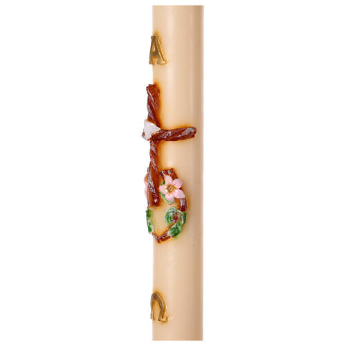 Paschal candle with cross, flowering branches, alfa and omega, 47 in 4