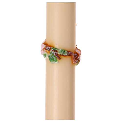 Cero pasquale tralcio croce ramo fiorito 120 cm dipinto a mano 6