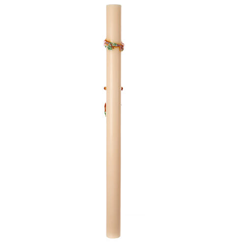 Cero pasquale tralcio croce ramo fiorito 120 cm dipinto a mano 7