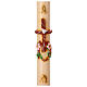 Cero pasquale tralcio croce ramo fiorito 120 cm dipinto a mano s1