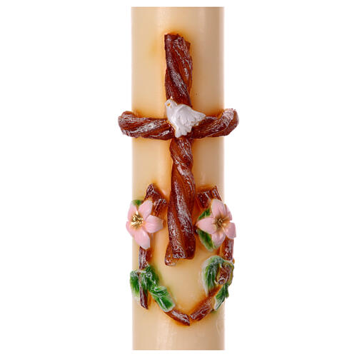 Paschal candle branch cross flowering branch 120 cm hand painted 3