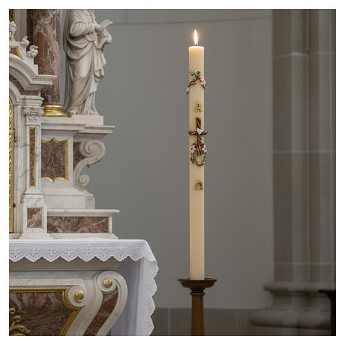 Paschal candle branch cross flowering branch 120 cm hand painted 2
