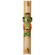 Paschal candle with green cross with angels, grapes and wheat, 47 in s1