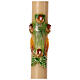 Paschal candle with green cross with angels, grapes and wheat, 47 in s3