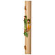 Paschal candle with green cross with angels, grapes and wheat, 47 in s4
