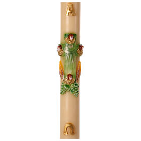 Easter candle green gold decoration angels grapes Alpha Omega 120 cm