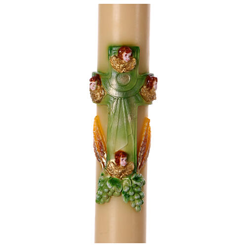 Easter candle green gold decoration angels grapes Alpha Omega 120 cm 3