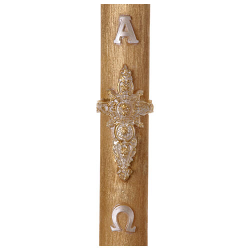 Osterkerze, Alpha und Omega, goldfarben mit Kreuz, handbemalt, 120 cm 1