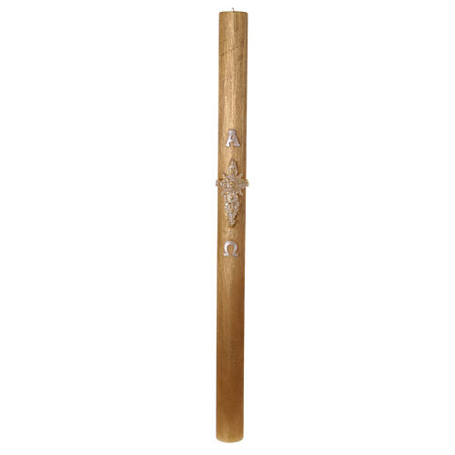 Golden Paschal candle with Baroque cross, alfa and omega, 47 in 2